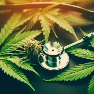 Stethoscope And Cannabis Leaf