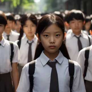 Thai Children In School Uniforms