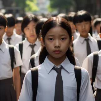 Thai Children In School Uniforms