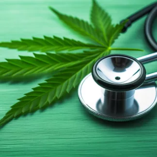 Stethoscope And Cannabis Leaf