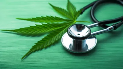 Stethoscope And Cannabis Leaf