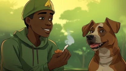 Man Smoking With Dog