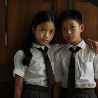 Thai Children In School Uniforms