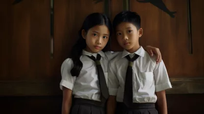 Thai Children In School Uniforms