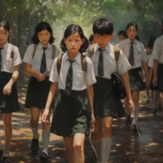 Thai Children In School Uniforms