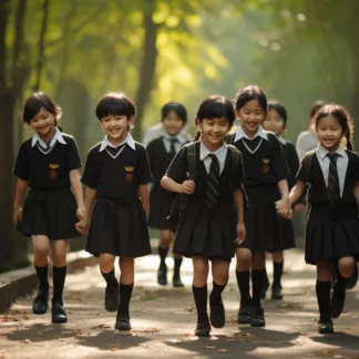 Thai Children In School Uniforms