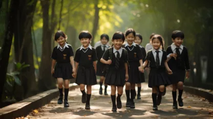 Thai Children In School Uniforms