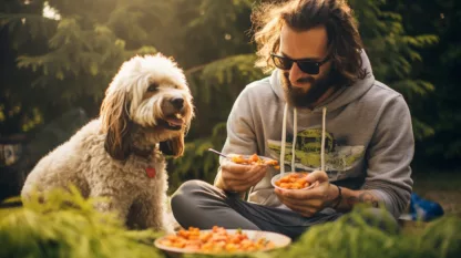 Man Camping With Dog