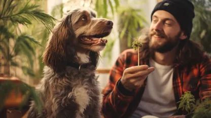 Man Camping With Dog