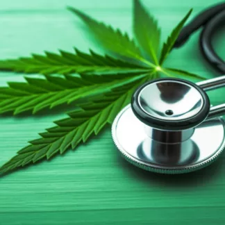 Stethoscope And Cannabis Leaf