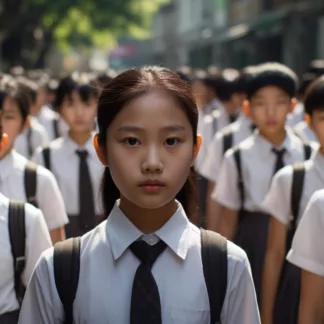 Thai Children In School Uniforms