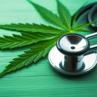 Stethoscope And Cannabis Leaf