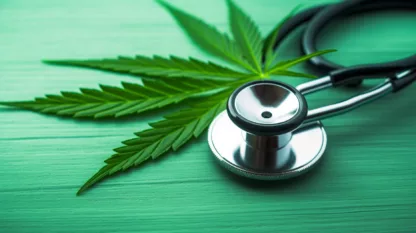 Stethoscope And Cannabis Leaf