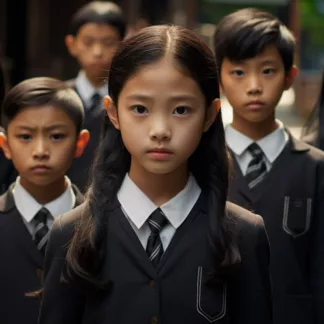 Thai Children In School Uniforms