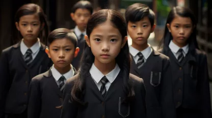 Thai Children In School Uniforms