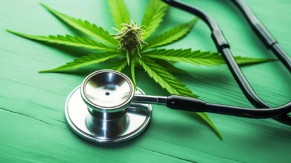 Stethoscope And Cannabis Leaf