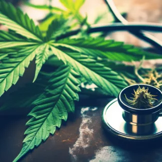 Stethoscope And Cannabis Leaf