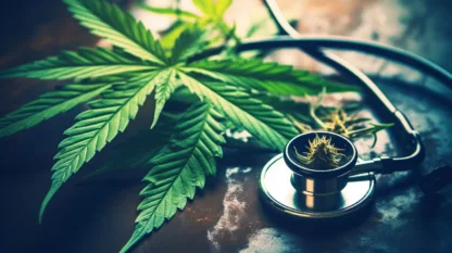 Stethoscope And Cannabis Leaf