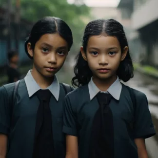 Thai Children In School Uniforms